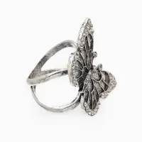 Кольцо для платка "Бабочка", цвет белый в чернёном серебре Кольцо для платка "Бабочка", цвет белый в чернёном серебре