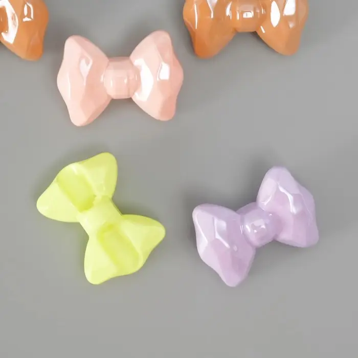 Бусина для творчества пластик  Бусина для творчества пластик "3D бант с гранями" пастель МИКС 2,5х3,4х1,4 см