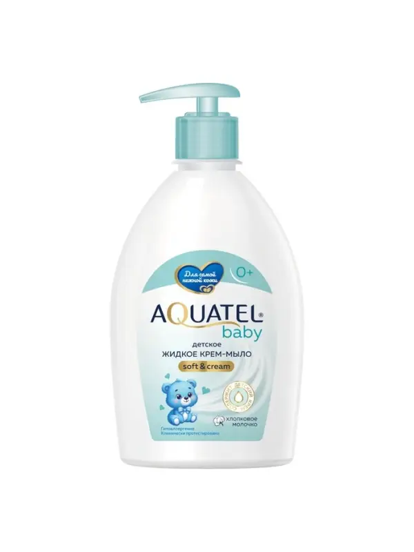 Крем-мыло жидкое "AQUATEL Baby" хлопковое молочко 500 мл