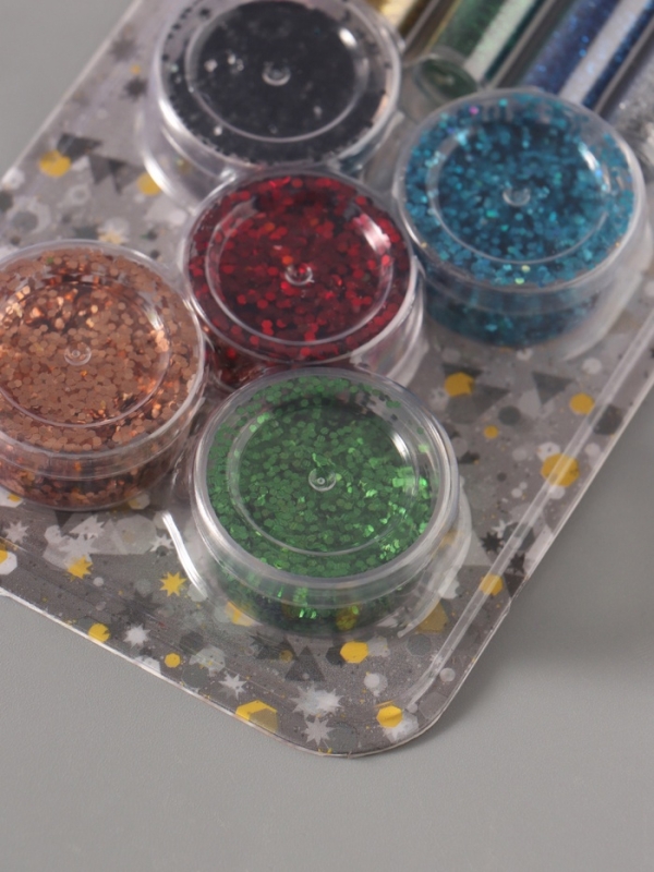 Глиттер Глиттер "Пудра и точки" металлик набор 5х6 гр и 5х5 гр 21,4х9,3 см