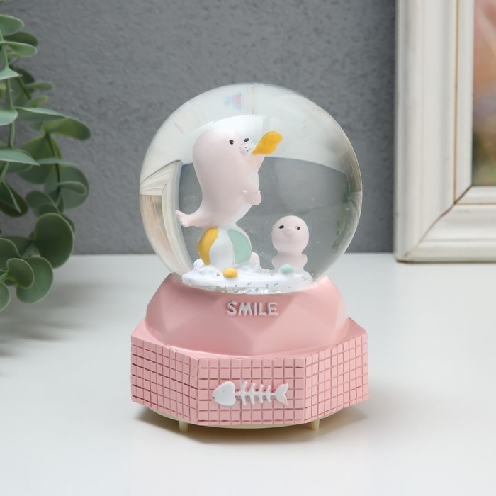 Сувенир полистоун водяной шар музыка, свет Сувенир полистоун водяной шар музыка, свет "Морской львенок" МИКС 8х8х12 см