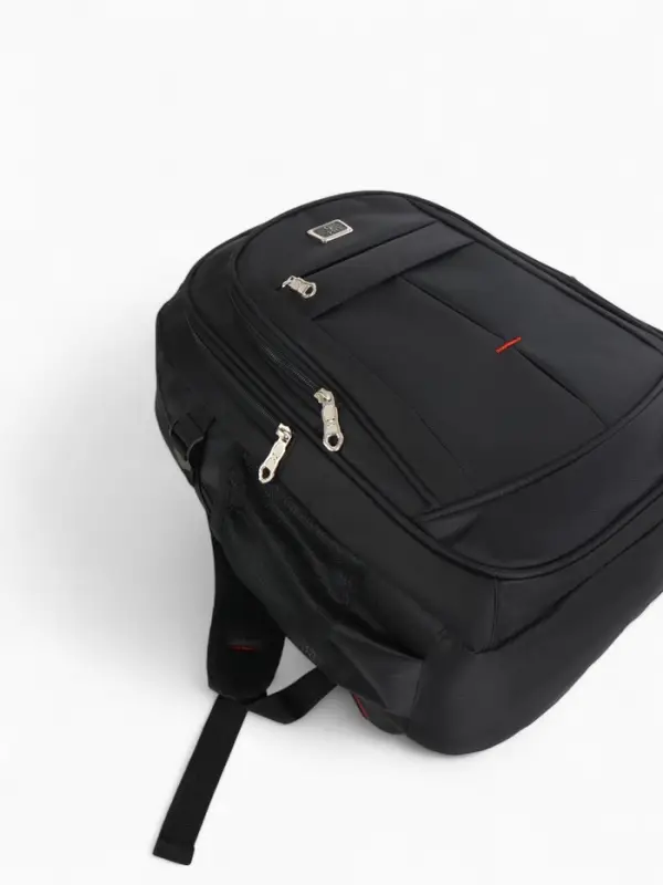 Рюкзак школьный на молнии, с карманами, однотонный, 31&times;14&times;46 см, чёрный