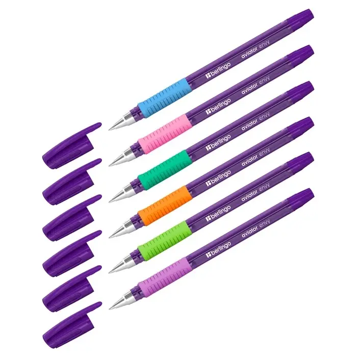 Ручка шариковая Berlingo. Aviator Envy, синий стержень, узел 0.7 мм, резиновый упор, МИКС