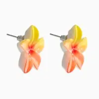 Серьги пластик "Цветок Лилии", цвет жёлто-оранжевый