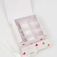 Подарочная коробка сборная с окном I LOVE YOU, 11.5×11.5×5 см
