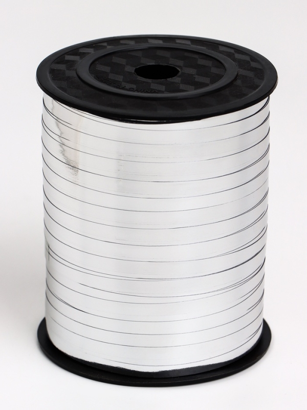 Лента пластик, серебро 0,5см, моток 500 ярдов