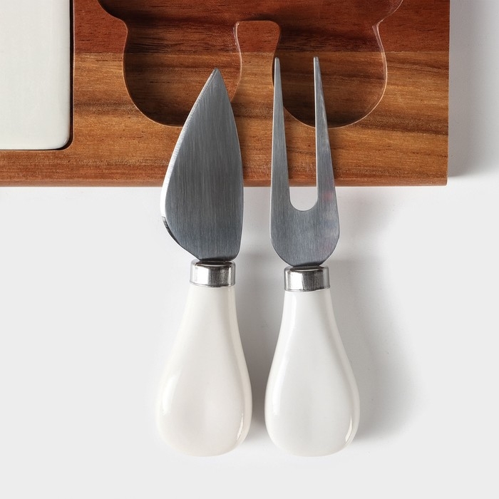 Набор для подачи сыра «Мрамор», 2 ножа, акация Набор для подачи сыра «Мрамор», 2 ножа, акация