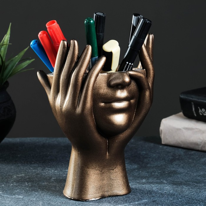 Кашпо - органайзер  Кашпо - органайзер "Мечты в руках" бронза, 13х20,5х13,5см