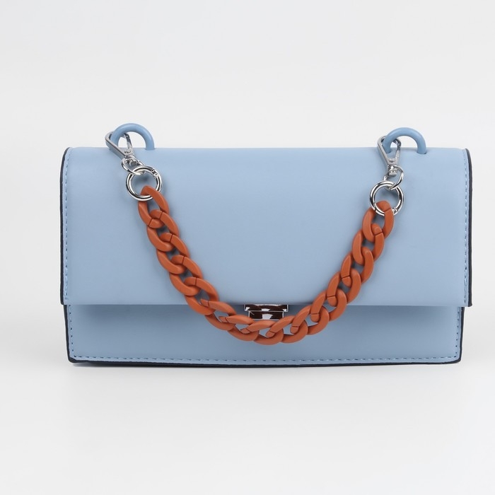 Цепочка для сумки, с карабинами, пластиковая, 23 × 17 мм, 30 см, цвет терракотовый/серебряный