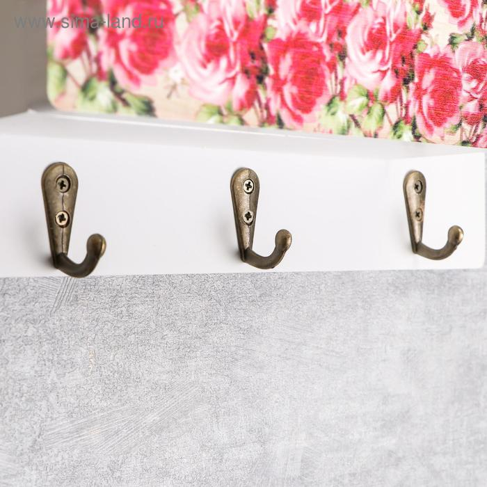 Ключница дерево Ключница дерево "Домик с розовым садом" 30х22х6 см