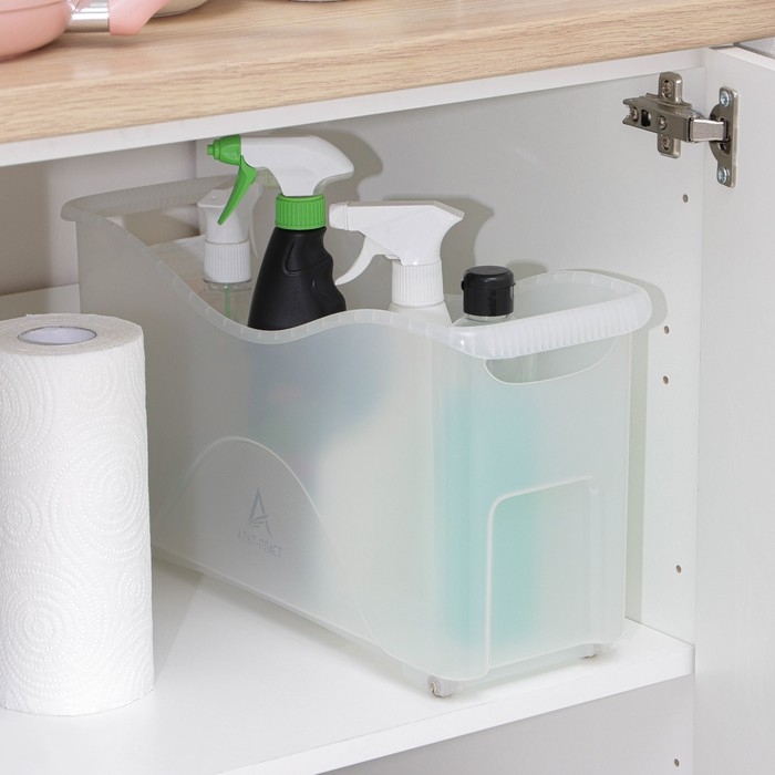 Контейнер для хранения хозяйственный на колёсиках, 10 л, 46×16×23,5 см, прозрачный Контейнер для хранения хозяйственный на колёсиках, 10 л, 46×16×23,5 см, прозрачный