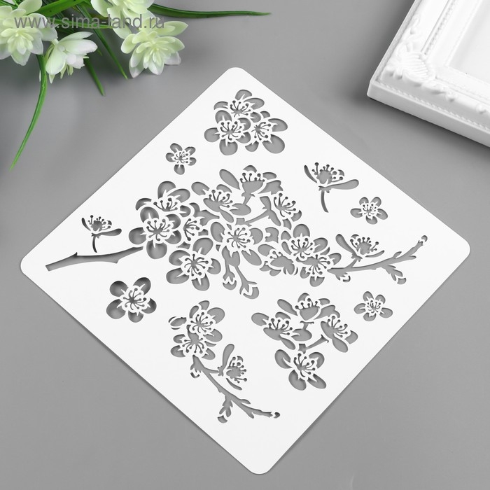 Трафарет пластик Трафарет пластик "Яблоня" 15х15 см