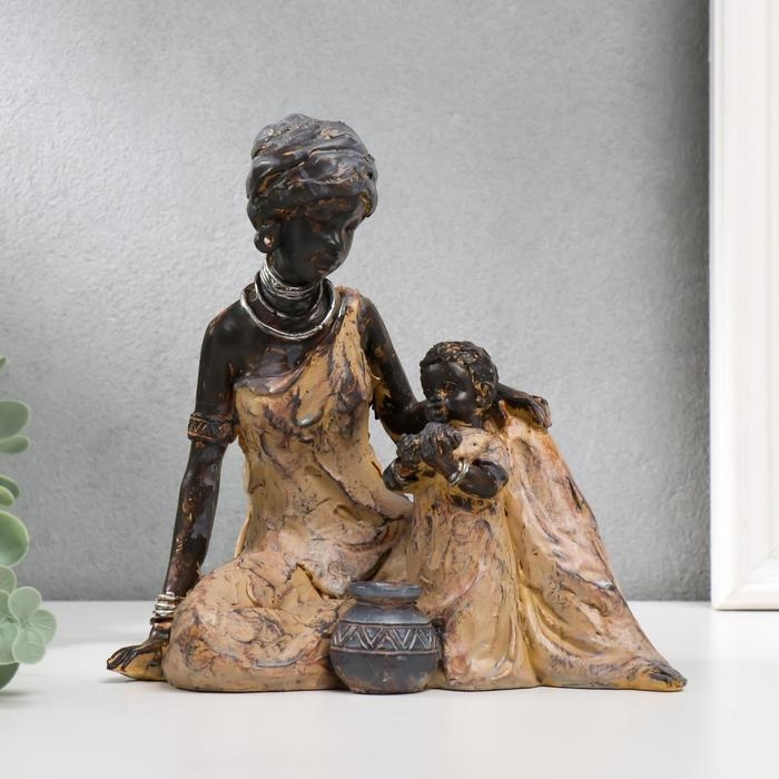 Сувенир полистоун  Сувенир полистоун "Африканка с ребёнком" под дерево 18,5х17,5х10,5 см