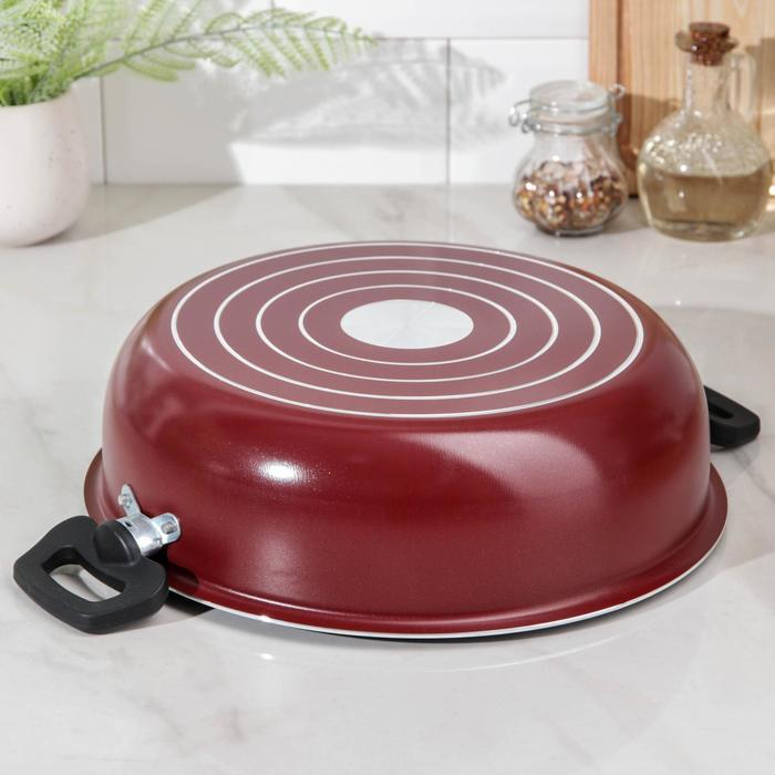 Жаровня «Эксперт», 3,5 л, d=26 см, стеклянная крышка, антипригарное покрытие, цвет бордовый Жаровня «Эксперт», 3,5 л, d=26 см, стеклянная крышка, антипригарное покрытие, цвет бордовый