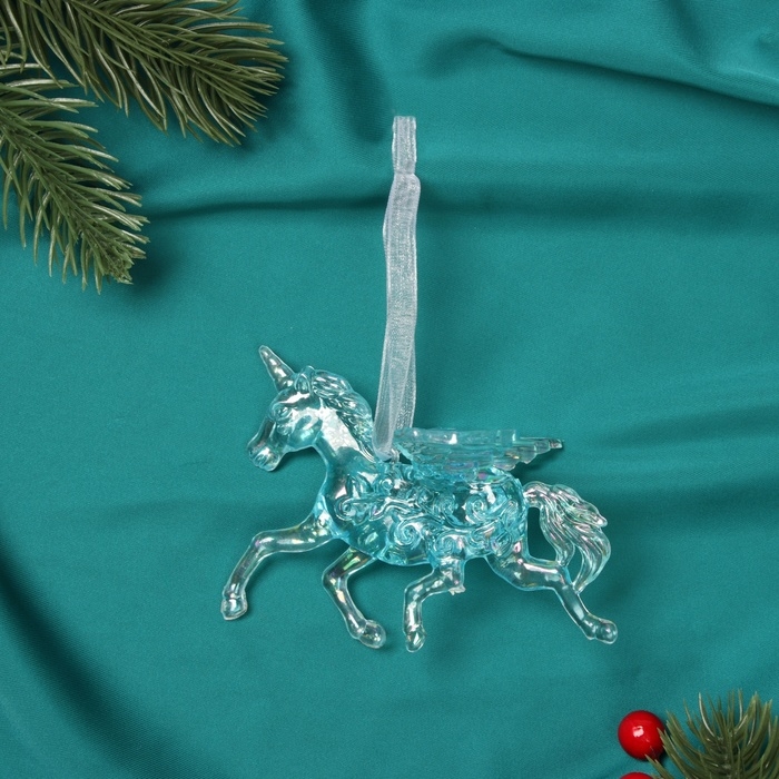 Украшение ёлочное Украшение ёлочное "Единорог" 7х10 см, голубой перелив