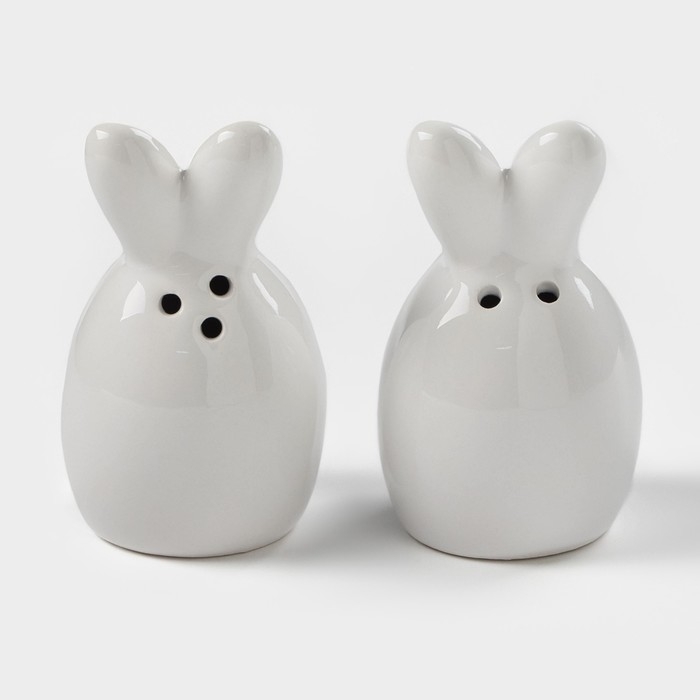 Набор для специй Доляна «Зайка в золотом», 2 предмета: солонка 50 мл, перечница 50 мл, цвет белый Набор для специй Доляна «Зайка в золотом», 2 предмета: солонка 50 мл, перечница 50 мл, цвет белый