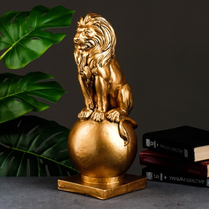 Копилка Копилка "Лев сидя на шаре" бронза, 18х18х42см