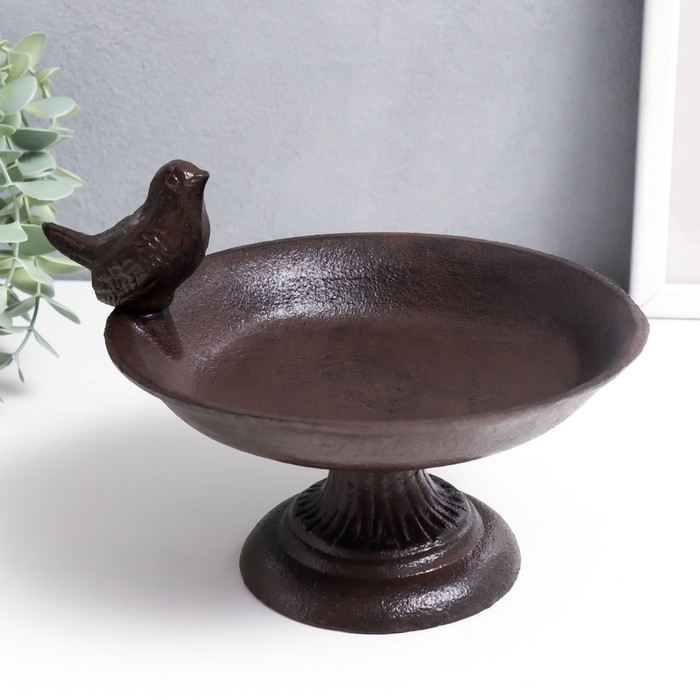 Сувенир чугун подставка Сувенир чугун подставка "Птица сидит на тарелке" 13х17х20 см