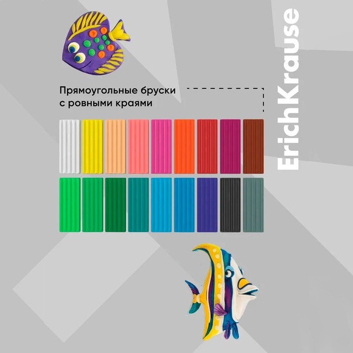 Пластилин 18 цветов, 288 г, ErichKrause  Пластилин 18 цветов, 288 г, ErichKrause "Классический", в картонной упаковке