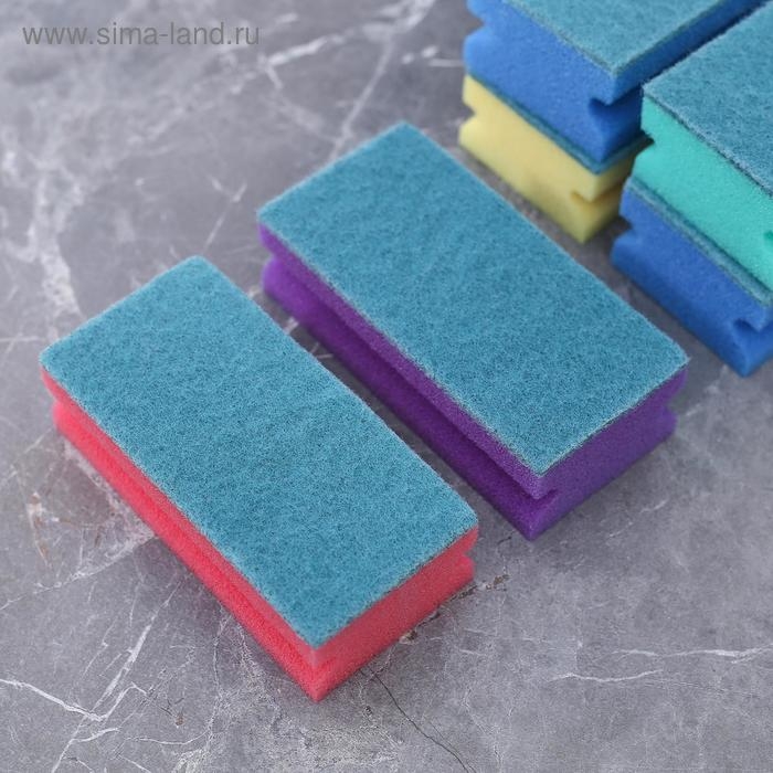 Губка для мытья посуды Доляна «Генеральная уборка», 12×6×4 см, 6 шт Губка для мытья посуды Доляна «Генеральная уборка», 12×6×4 см, 6 шт