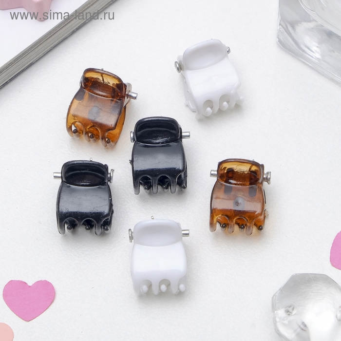 Краб для волос  Краб для волос "Мини" (набор 100 шт) простой, 1 см, микс