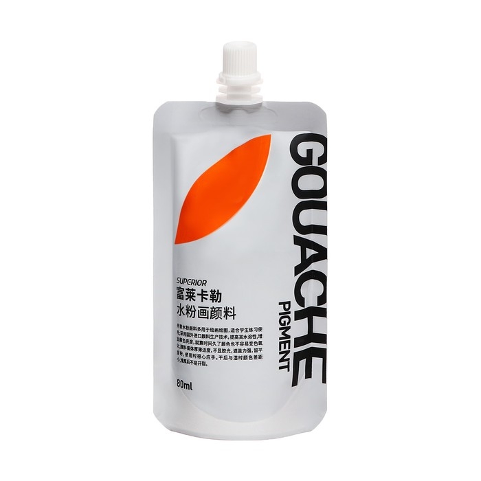 Гуашь художественная 80 мл, в дой-паке с крышкой, оранжевый Гуашь художественная 80 мл, в дой-паке с крышкой, оранжевый