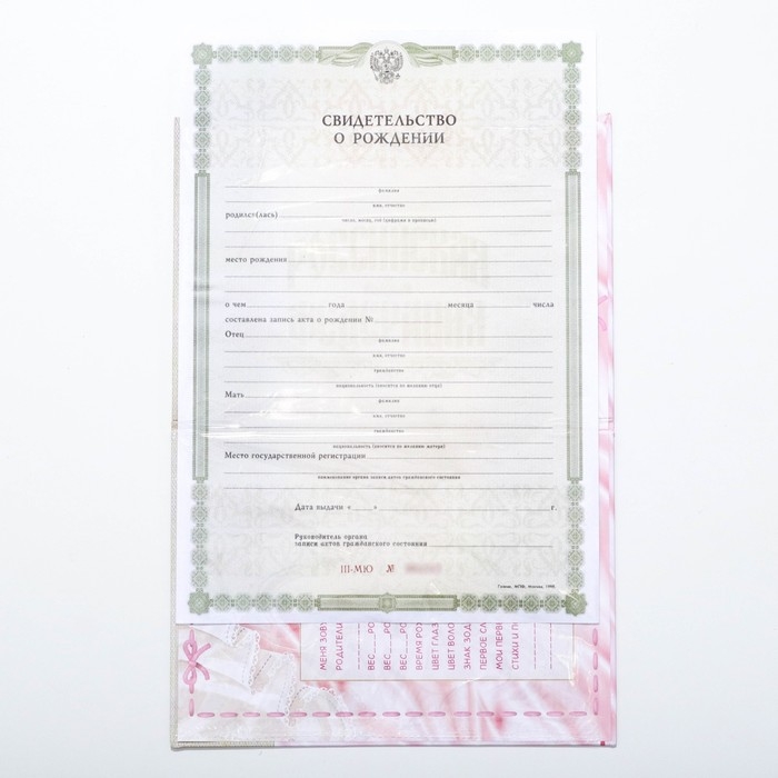Папка для свидетельства о рождении «О рождении девочки», А5 Папка для свидетельства о рождении «О рождении девочки», А5