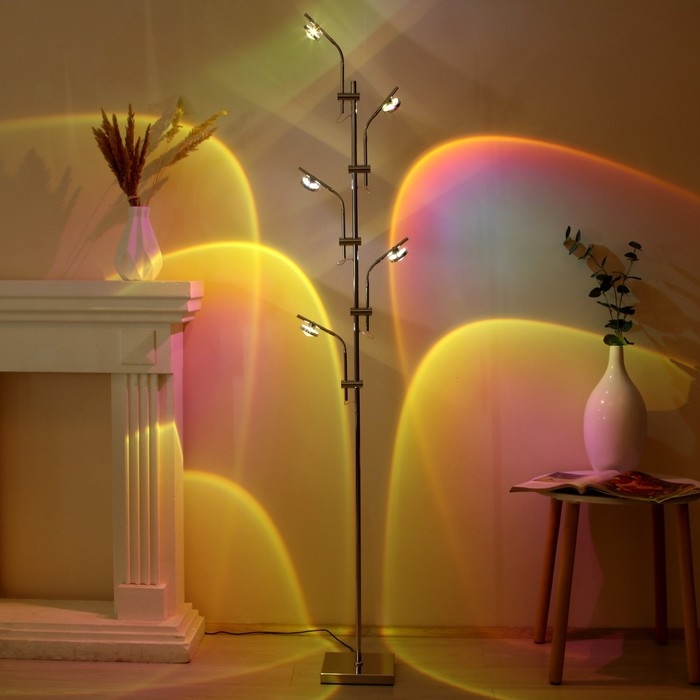 Торшер "Зигзаг" 15Вт 5хLED 4000К хром 40х40х180 см