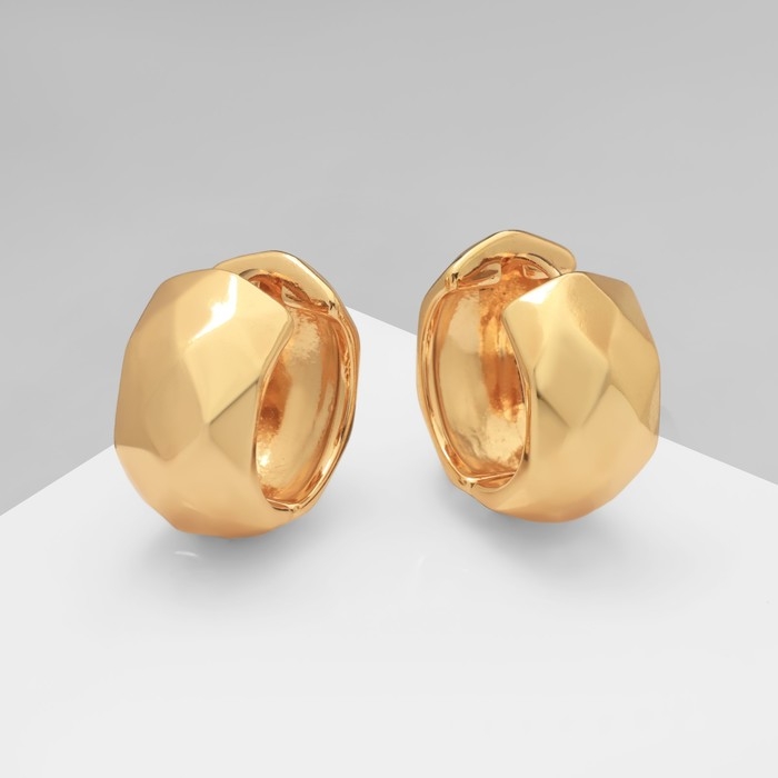 Серьги-кольца «Аккорд» орнамент, цвет золото Серьги-кольца «Аккорд» орнамент, цвет золото