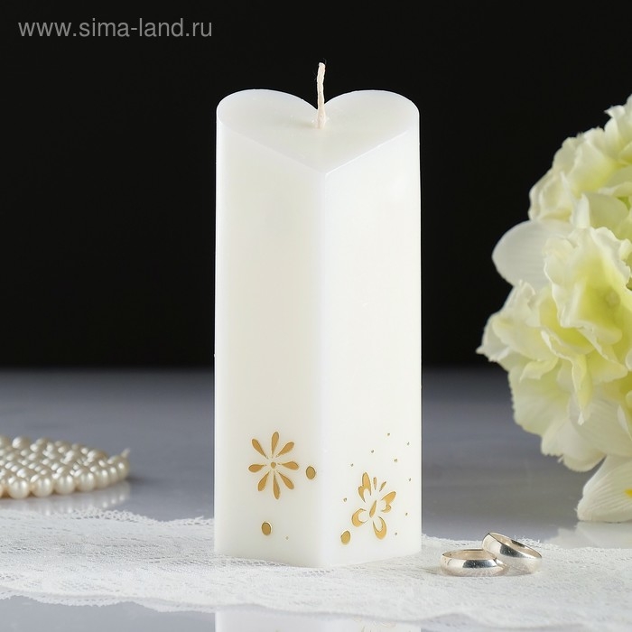 Свеча свадебная  Свеча свадебная "Сердце", 6,8х15 см, белая, домашний очаг