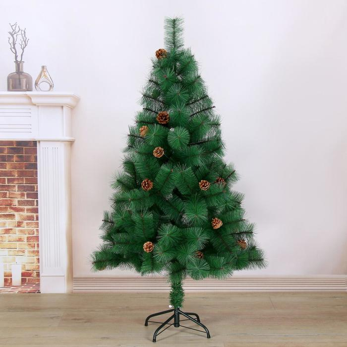 Кедр зеленый шишки 150 см, d игл 10 см, d нижнего яруса 88 см, 152 ветки, металл подставка Кедр зеленый шишки 150 см, d игл 10 см, d нижнего яруса 88 см, 152 ветки, металл подставка