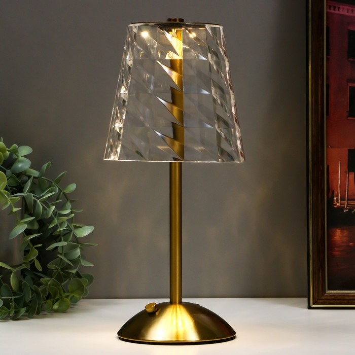 Настольная лампа Настольная лампа "Берта" LED USB АКБ золото 13х13х29 см RISALUX