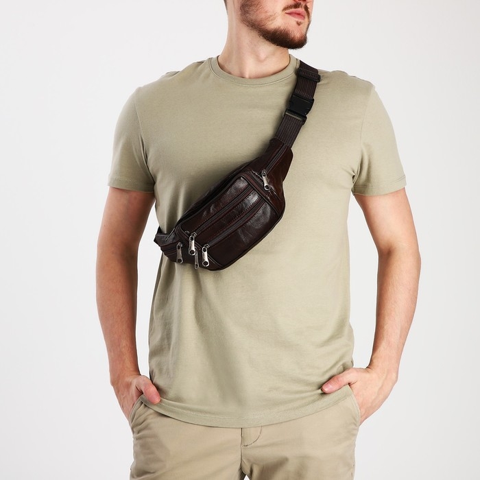 Сумка поясная на молнии, цвет коричневый Сумка поясная на молнии, цвет коричневый