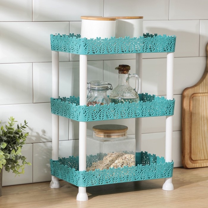 Этажерка 3-х ярусная Доляна «Ромашки», 26×17×32 см, цвет МИКС Этажерка 3-х ярусная Доляна «Ромашки», 26×17×32 см, цвет МИКС