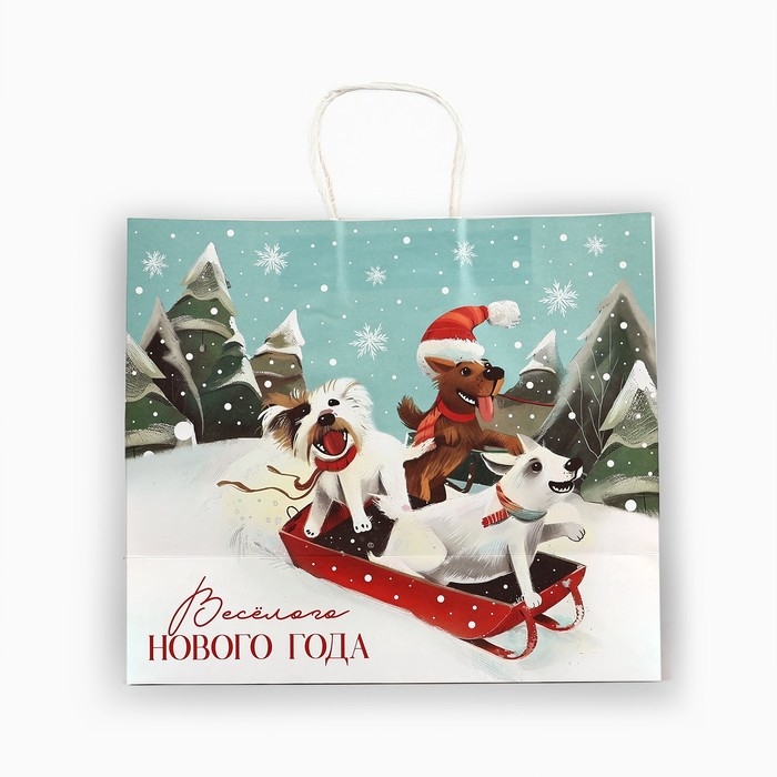 Пакет подарочный новогодний крафтовый «Сказочного нового года», 28 х 15 х 32 см , Новый год Пакет подарочный новогодний крафтовый «Сказочного нового года», 28 х 15 х 32 см , Новый год