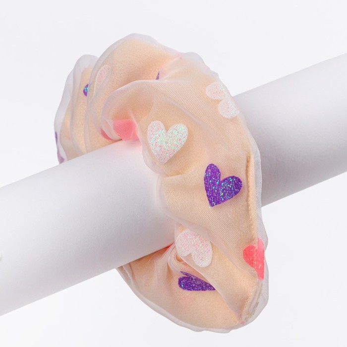 Резинка для волос Резинка для волос "Сердечки", розовая с блестками, 11 см, Минни Маус