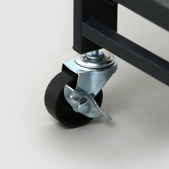 Стеллаж складной на колесах, 2 полки, 71,5×34×55, цвет чёрный матовый