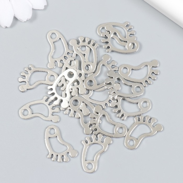 Декор для творчества металл Декор для творчества металл "След" набор 20 шт серебро 1,4х2,2 см