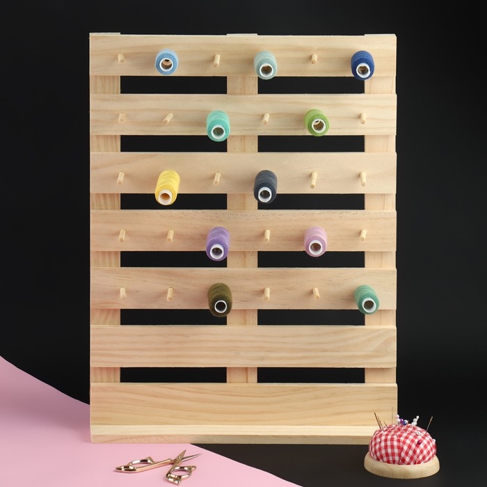 Органайзер-стойка для ниток, настенная/настольная, с креплениями, 40 × 30 × 5 см