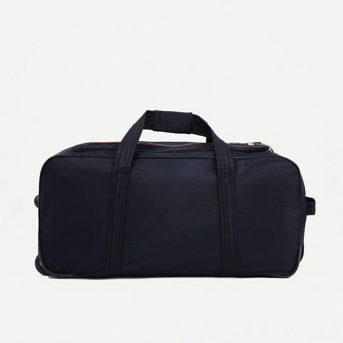 Сумка дорожная на колёсах, отдел на молнии, 3 наружных кармана, цвет чёрный Сумка дорожная на колёсах, отдел на молнии, 3 наружных кармана, цвет чёрный