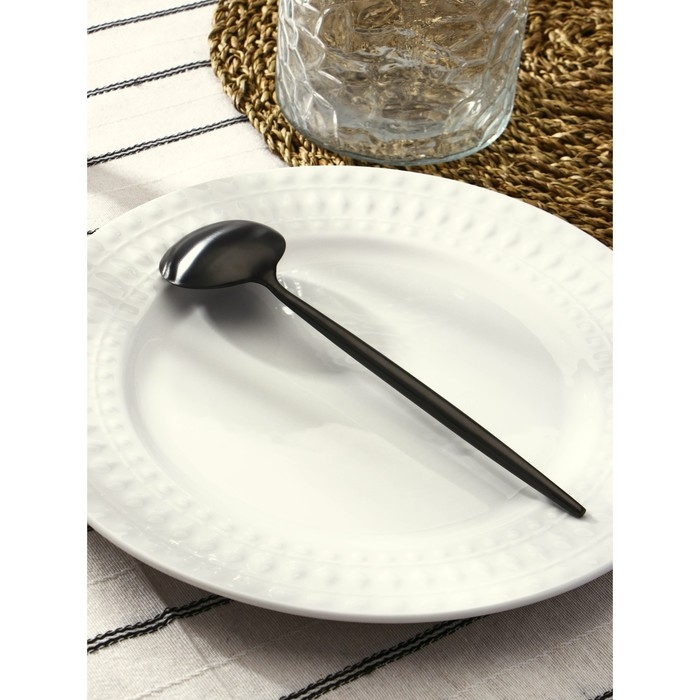 Ложка столовая из нержавеющей стали Magistro &laquo;Фолк&raquo;, длина 21 см, цвет чёрный