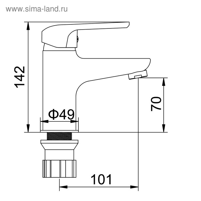Cмеситель для раковины Accoona A9668, однорычажный, с гайкой, силумин, хром Cмеситель для раковины Accoona A9668, однорычажный, с гайкой, силумин, хром