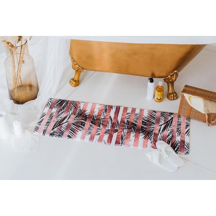 Коврик для ванной Доляна «Тень», 45×120 см, цвет чёрно-бежевый Коврик для ванной Доляна «Тень», 45×120 см, цвет чёрно-бежевый