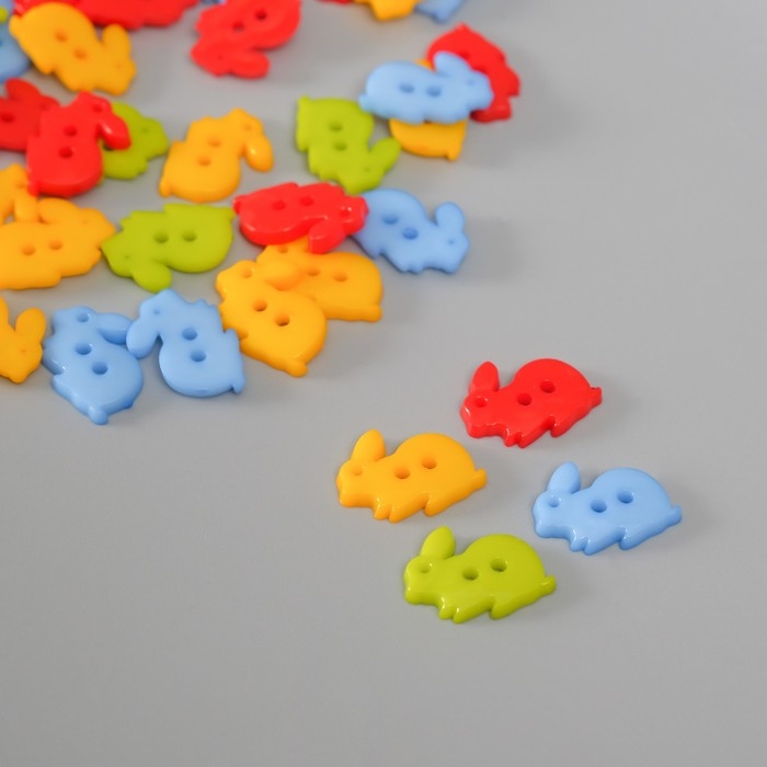 Пуговицы пластик для творчества 2 прокола Пуговицы пластик для творчества 2 прокола "Цветные зайчики" набор 60 шт 1,3х1,7 см