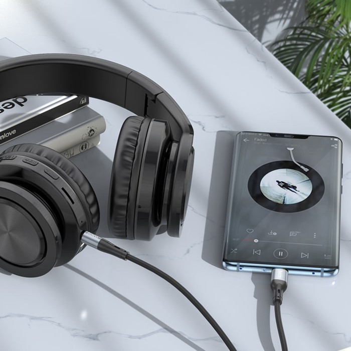 Кабель Hoco UPA22, Jack 3.5 мм (m) - Type-C, 1 м, силикон, чёрный Кабель Hoco UPA22, Jack 3.5 мм (m) - Type-C, 1 м, силикон, чёрный