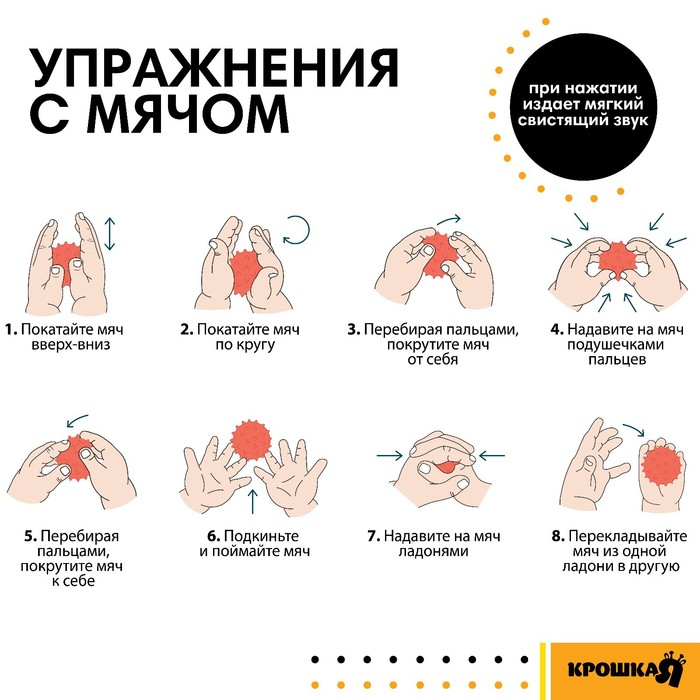 Набор развивающих тактильных мячиков по методике Гленна Домана, с пищалкой, 6 шт, Крошка Я Набор развивающих тактильных мячиков по методике Гленна Домана, с пищалкой, 6 шт, Крошка Я