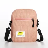 Сумка молодёжная на молнии, с наружным карманом, 17&times;6&times;14 см, розовая