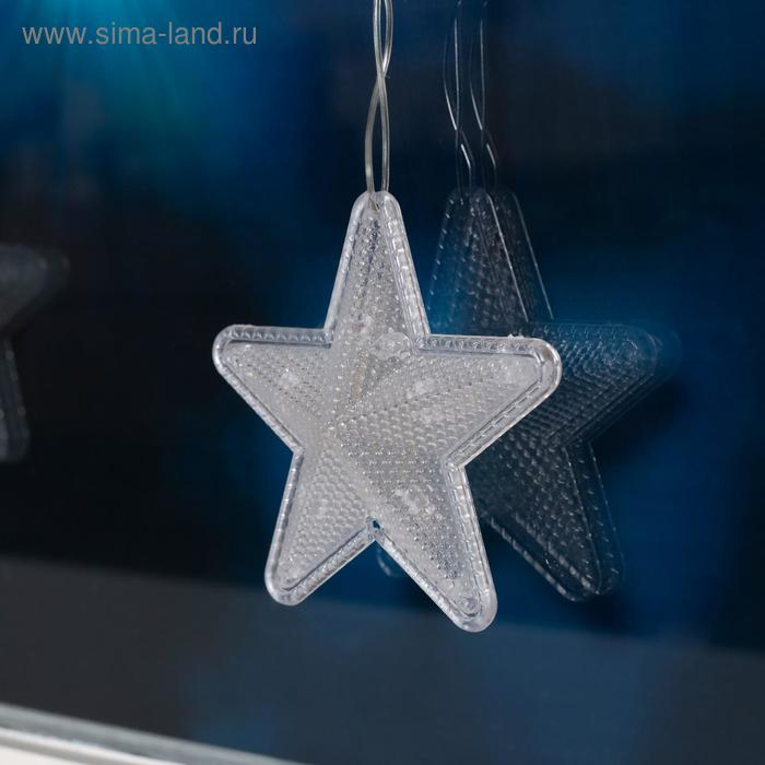 Гирлянда «Бахрома» 2.4 × 0.9 м с насадками «Звёздочки», IP20, прозрачная нить, 186 LED, свечение синее, 8 режимов, 220 В Гирлянда «Бахрома» 2.4 × 0.9 м с насадками «Звёздочки», IP20, прозрачная нить, 186 LED, свечение синее, 8 режимов, 220 В