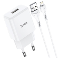 Сетевое зарядное устройство Hoco N9, USB - 2.1 А, кабель Lightning 1 м, белый