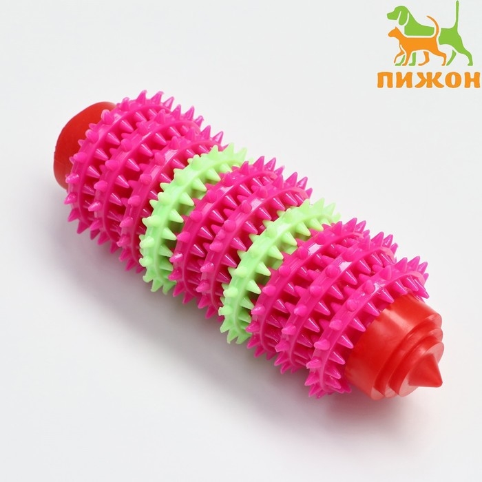 Игрушка жевательная 15,5 х 5,5 см, красная/розовая/зелёная Игрушка жевательная 15,5 х 5,5 см, красная/розовая/зелёная